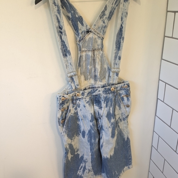 Vintage Girls Union Bay Bleached Denim Short Overalls XL - Picture 2 of 8